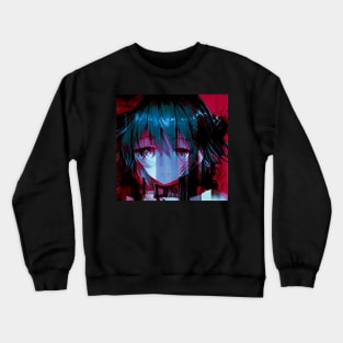 Corrupted - Anime Girl Glitchcore Portrait Crewneck Sweatshirt